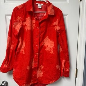 Red Floral Button-Down Shirt 100% cotton